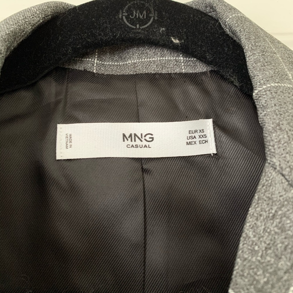 Mango Check Structured Double Breasted Blazer Grey - image 5